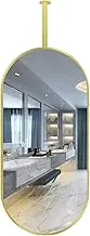 Oval Metal Ceiling Mounted Mirror with Ceiling Hanging Rod(Boom can be Customized), Decorative Simple Mirror, Clear and Practical Floating Bathroom Vanity Makeup Mirrors (Size : 40cmx70cm)