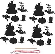 Vaguelly Rainbow Scratch Notes Halloween Party Supplies 8 Sets DIY Scratch Cards Bamboo Sticks Ghost Shaped Scratch Off Cards for Boys and Girls