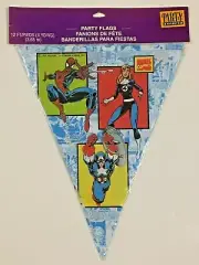 Marvel Comics 1995 Bunting Party Flags Spider Man Captain America Invisible Girl