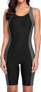 [CharmLeaks] Women Athletic One Piece Swimsuits Boyleg Bathing Suits Knee Length