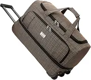 [BWOFJGWH] Rolling Rice Bag with Wheels Trolley Bag Waterproof Oxford Travel Case for Sport Continues, Dark Khaki L, as described
