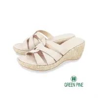 在飛比找Yahoo奇摩購物中心優惠-GREEN PINE交錯編織6.5cm楔形拖鞋裸色(0041