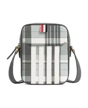 Thom Browne Checkered Zipped Messenger Bag One size White