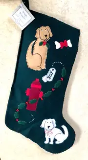 C & F Creations 20" 3D TOP Dog FELT Christmas Stocking Plush Textured Joy New