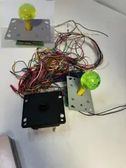 Arcade parts lot. 2 Japanese Joysticks, 1 happ super base, 1 used Jamma harness