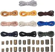 WEBEEDY 11 Yards Elastic Straps for Notebook, 10 Colors Elastic Rubber Cords with 24 Alloy Decorative Beads for DIY Bookmark Making and Standard Journal Connection Strap Replacements