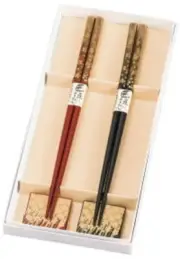 Yamanaka Lacquerware Chopsticks & Rest Set, Oboro Sakura Design, Japanese Craft