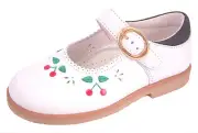 DE OSU/FARO - Spain - Girls White Leather Red Cherry Shoes - European -Size 5-10