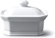 WM Bartleet & Sons 1750 T225 Butter/Terrine Dish with Lid, Porcelain, White,11x8x7cm