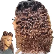 Short Curly Brown Wig,Short Curly Wig 16 Inch Natural Looking Adjustable Short Curly Brown Wig, High Temperature Fiber Curly Wave Wig for Daily Use, Cosplay, Theme Parties, Dating