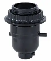 BLACK PHENOLIC PUSH THRU THREADED LAMP SOCKET WITH RING LAMP PART NEW 30549J