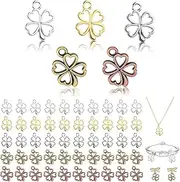 [AYSYR] 150PCS Lucky Charms, Metal Four Leaf Clover Charms, Mini Four Leaf Clover Pendant Hollow Double Sided, 5 Colors Good Luck Charm, for DIY Necklace Bracelet Earring Keychain Crafts Making, 1 Size