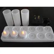 Rechargeable LED Warm White Candles -set of 12 tealight - long lasting party light