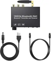 192KHz Bluetooth Audio Converter Bluetooth 5.0 Digital to Analog Optical Fiber Coaxial Audio Converter Volume Adjustment