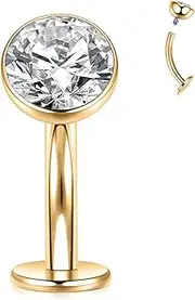[PEAKLINK] Disc Bottom Belly Button Ring G23 Titanium Belly Jewelry Flat Back Navel Piercing Jewelry 14G Belly Piercing Curved Barbell 10mm Internally Threaded Navel Ring for Women, other