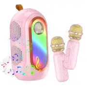Mini Karaoke Machine for Kids & Adults with 2 Wireless Microphones Portable
