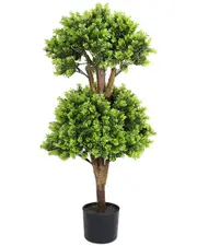 Seasonal LLC 35in Artificial Potted Boxwood Double Ball Topiary