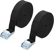uxcell 1" x 20 ft Lashing Strap with Buckles, 2 Pcs Cam Buckle Tie Down Straps Adjustable Heavy Duty Secure Cinch Straps Up to 551 lbs for Cargo Kayak Bicycles, Black