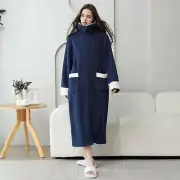 Velvet Zipper Women Men Terry Towelling Bath Robe Dressing Gown Winter Nightwear