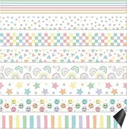 Saysurey 24 Pcs Pastel Magnetic Borders for Classroom Bulletin Board Decorations, 236 ft Magnetic Whiteboard Strips Bulletin Board Trim for School Classroom Office Decoration, 8 Design