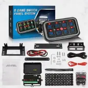 12/24V 8 Gang LED Work Light Bar On-Off Toggle Control Switch Panel Blue ATV UTV