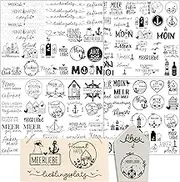 Hongma Rub On Sticker Approx. A5 19 x 14 cm Large Format Transfers 4 Pieces Sayings for Raysin for Keraflott Furniture Glass Wood DIY Decorative Rub On Foil Rub On Sticker Sea