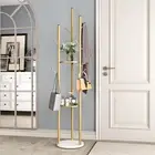 High End Gold Coat Racks Freestanding Hall Coat Tree Hat Racks with Marble Base