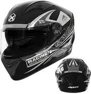 Full Face Double Visor Motorcycle Helmet, Full Face Du-al Lens Shield Street Motorcycle Headwear for Men and Women, Adjustable Cycling Hat for for All Seasons, for Motorcycles, Scooters & Mopeds