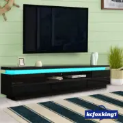 Modern 200cm LED TV Cabinet Entertainment Unit Stand High Gloss Furniture Black