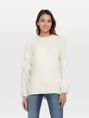 Ecru Balloon Sleeve Blouse