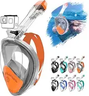 HINATAA 180°Full Face Snorkel Mask,Double Floating Ball Design Anti-Leak Free Breathing,Full Dry Anti Fog Breathing System Snorkeling Mask,Professional Snorkeling Set