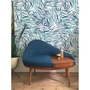 Exotic long leaves removable Wallpaper blue mural Self Adhesive Home Decor