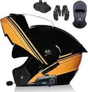 Bluetooth Full Face Motorcycle Helmet DOT/ECE Approved Flip Up Anti-Fog Double Sun Visor Helmet with Microphone for Adults