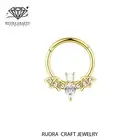 Nellie Pear Diamond Daith 14k Gold Bee Hoop Septum clicker for her