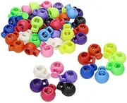 Shapenty 13 Colors Plastic Toggle Single Hole Spring Loaded Elastic Drawstring Rope Cord Locks Clip Ends Round Ball Shape Luggage Lanyard Stopper Sliding Fastener Buttons, 4PCS for Each Color, 52PCS