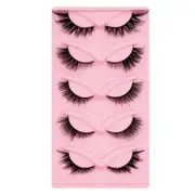 Nevenka Fox Eye Lashes 3D Fluffy False Eyelashes 5 Styles Mixed Mink Lashes for Party Daily Makeup 5 Pairs Pack