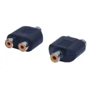 2 pcs RCA AV splitter Y adapter 1 female 2 female, black C6A1