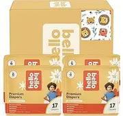 Hello Bello Diapers, Size 6 (35+ lbs) Wild Cats - 68 Count Value Pack of Premium Disposable Baby Diapers, Hypoallergenic with Soft, Cloth-Like Feel