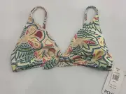 ROXY Size L / 12 D CUP Ocean Vibes TRI BIKINI Floral Bathers Top NEW RRP $49.99