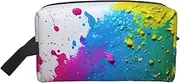 [FSCEV] Paint Splatter Backdrop Storage Bag Toiletry Bag Travel Bag Cute Cosmetic Bag Makeup Accessories, White, One Size