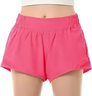 [QooNoo] 2 in 1 Flowy Athletic Shorts for Women Casual Butterfly Running Athletic Shorts Workout Active Yoga Shorts with Pockets