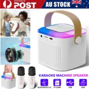 Mini Karaoke Machine Portable Bluetooth Karaoke Speaker 2 Wireless Microphones