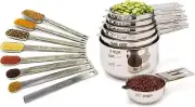 15-Piece Stackable Stainless Steel Measuring Cups & Spoons Set - Dishwasher Safe