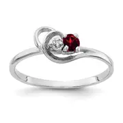 14k White Gold 3mm Garnet A Real Diamond ring