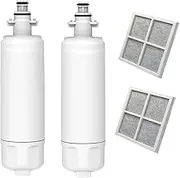 2X Fridge Water Filter Replacement for LG LT700P ADQ36006101 ADQ36006101S ADQ36006102 GF-L613PL GR-D730SL GR-L219CPL GF-L613PL5 GRD907SL GR-L219CSL GF-L650SL GR-D907SL with LT120F Air Filter