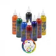 8 x 250ml Glitter Liquid Watercolor Paint With Color Wheel
