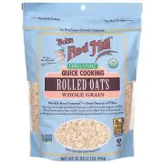 Bob's Red Mill Organic Quick Cooking Rolled Oats 16 oz (Pack of 4)