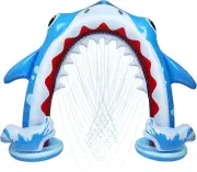 Inflatable Shark Sprinkler for Kids, 94.5*78.7 Inch Giant Outdoor Water Sprinkle