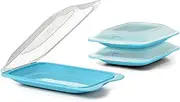 TATAY Cold Meat Containers for Fridge | Set of 3 Mini | Fridge Storage | Removable Lid, Stackable | Microwave, Freezer and Dishwasher Safe | BPA-Free, 12 x 3.1 x 18 cm, Colour Blue