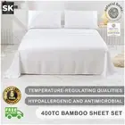 Natural Home Bamboo Soft Hypoallergenic Flat Fitted Sheet Set White Super King